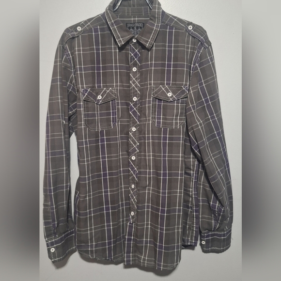 straightfaded Other - Lrg Gray Plaid Men's Shirt